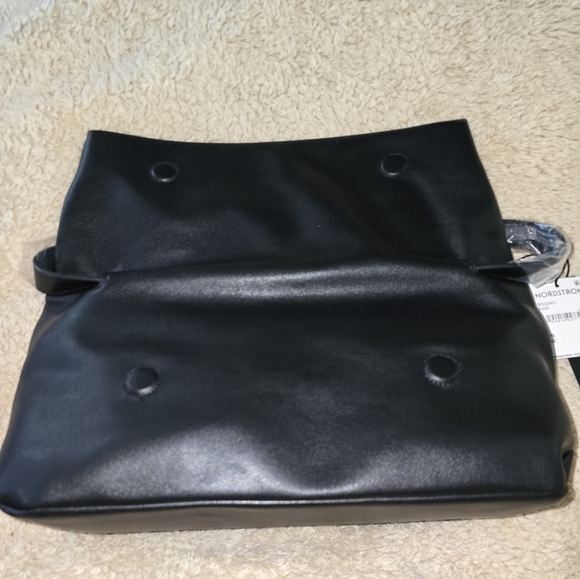 BCBG Max Azria Foldover Shoylder Bag. Black Faux Leather. NWT - Picture 3 of 12